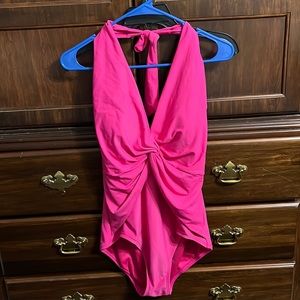 Michael Kors hot pink one piece swimsuit size 14